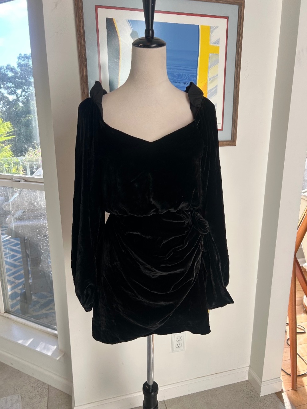 Wayf Black Velvet Dress